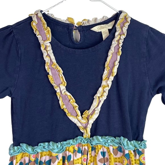 Matilda Jane Dress Country Damsel Girls 8 Blue Yellow Long Sleeve Fit Flare - Picture 2 of 9